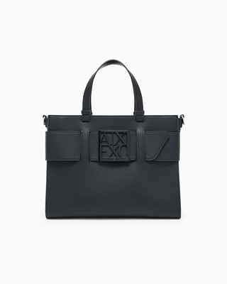 Bolso shopping con logotipo y bandolera extraíble black